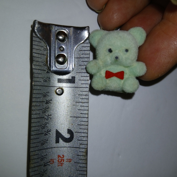 Vintage 80’s Fuzzy Teddy Bear Pin Mint Green 💚 Lapel Pin 80s Nostalgia Taiwan - Picture 6 of 8